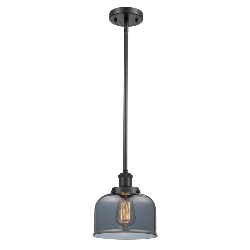 Bell Mini Pendant shown in the Matte Black finish with a Plated Smoke shade