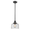 Bell Mini Pendant shown in the Matte Black finish with a Seedy shade