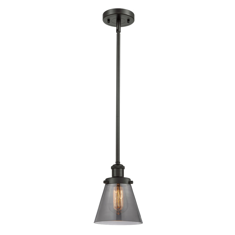 Cone Mini Pendant shown in the Oil Rubbed Bronze finish with a Plated Smoke shade