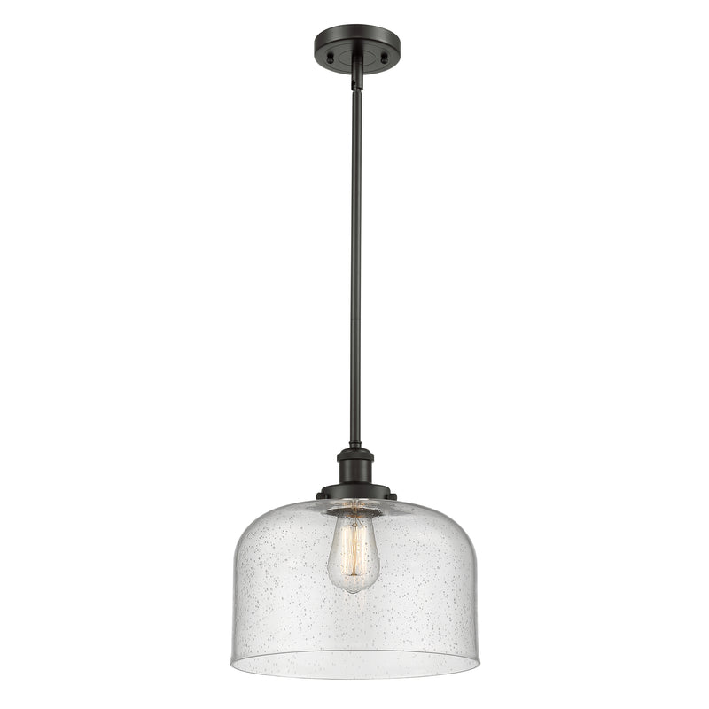 Bell Mini Pendant shown in the Oil Rubbed Bronze finish with a Seedy shade