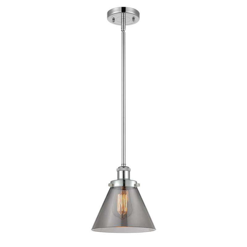 Cone Mini Pendant shown in the Polished Chrome finish with a Plated Smoke shade