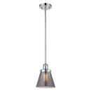 Cone Mini Pendant shown in the Polished Chrome finish with a Plated Smoke shade