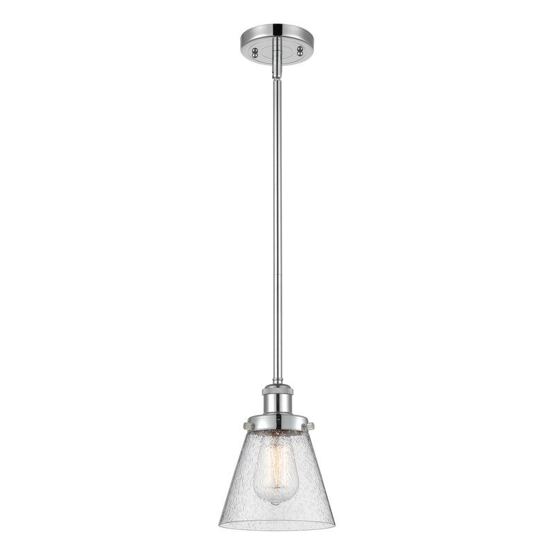 Cone Mini Pendant shown in the Polished Chrome finish with a Seedy shade