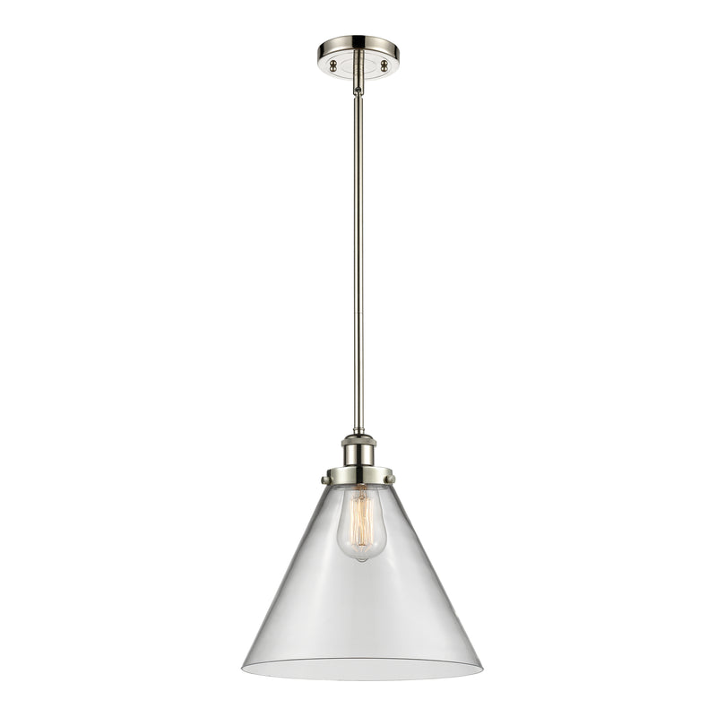 Cone Mini Pendant shown in the Polished Nickel finish with a Clear shade