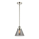 Cone Mini Pendant shown in the Polished Nickel finish with a Plated Smoke shade