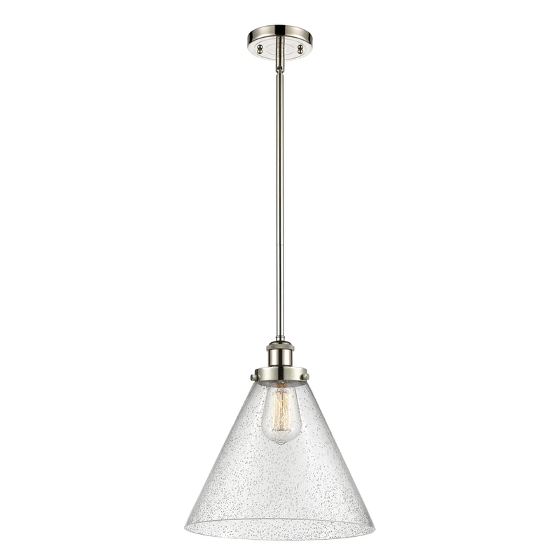 Cone Mini Pendant shown in the Polished Nickel finish with a Seedy shade