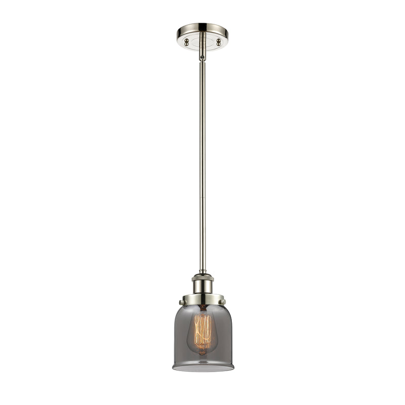 Bell Mini Pendant shown in the Polished Nickel finish with a Plated Smoke shade