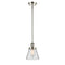 Cone Mini Pendant shown in the Polished Nickel finish with a Clear shade