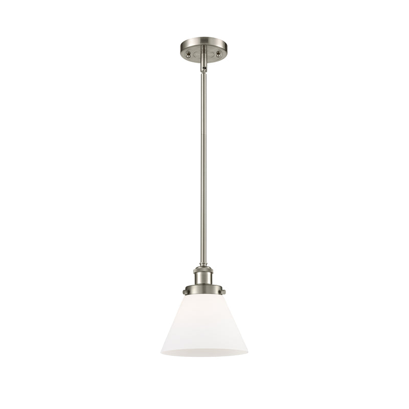 Cone Mini Pendant shown in the Brushed Satin Nickel finish with a Matte White shade