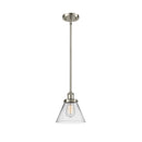 Cone Mini Pendant shown in the Brushed Satin Nickel finish with a Clear shade