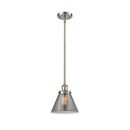 Cone Mini Pendant shown in the Brushed Satin Nickel finish with a Plated Smoke shade