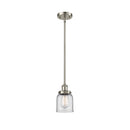 Bell Mini Pendant shown in the Brushed Satin Nickel finish with a Clear shade