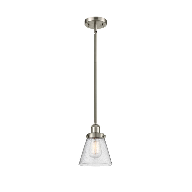 Cone Mini Pendant shown in the Brushed Satin Nickel finish with a Seedy shade