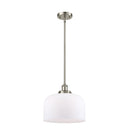 Bell Mini Pendant shown in the Brushed Satin Nickel finish with a Matte White shade