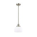 Bell Mini Pendant shown in the Brushed Satin Nickel finish with a Matte White shade