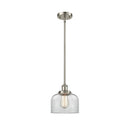 Bell Mini Pendant shown in the Brushed Satin Nickel finish with a Clear shade