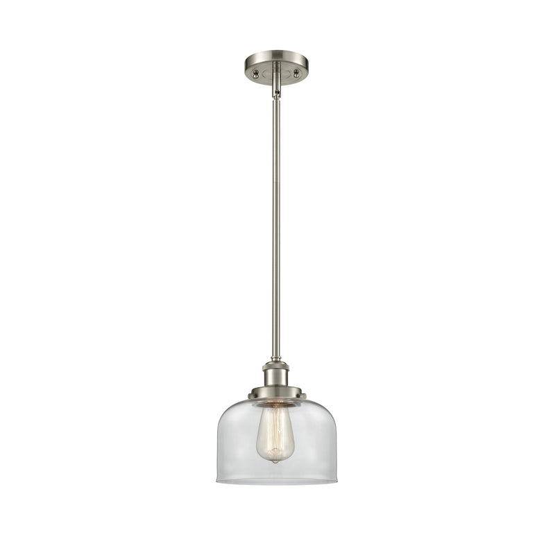 Bell Mini Pendant shown in the Brushed Satin Nickel finish with a Clear shade