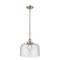 Bell Mini Pendant shown in the Brushed Satin Nickel finish with a Seedy shade