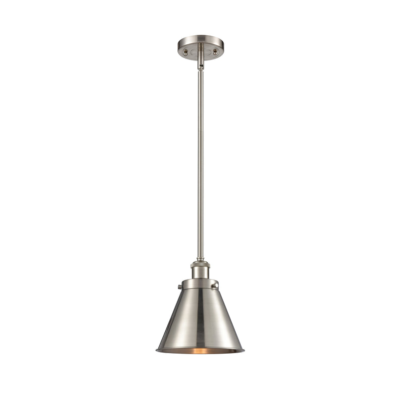 Appalachian Mini Pendant shown in the Brushed Satin Nickel finish with a Brushed Satin Nickel shade