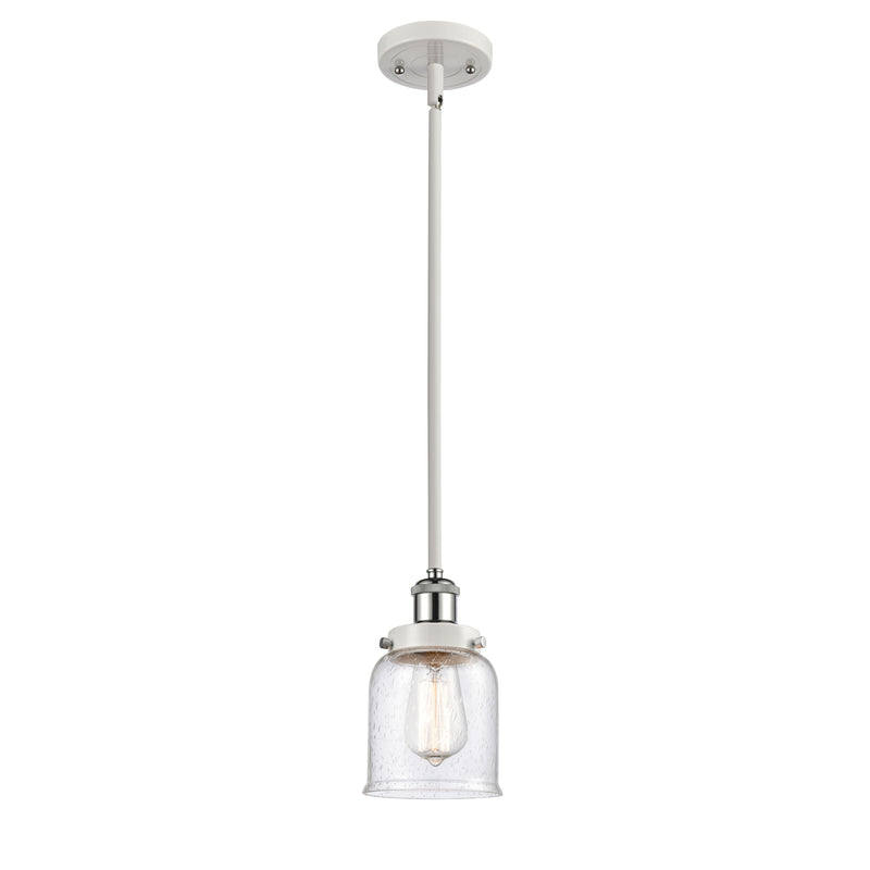 Bell Mini Pendant shown in the White and Polished Chrome finish with a Seedy shade