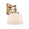 Bell Sconce shown in the Brushed Brass finish with a Matte White shade