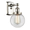 Beacon Sconce shown in the Polished Nickel finish with a Clear shade