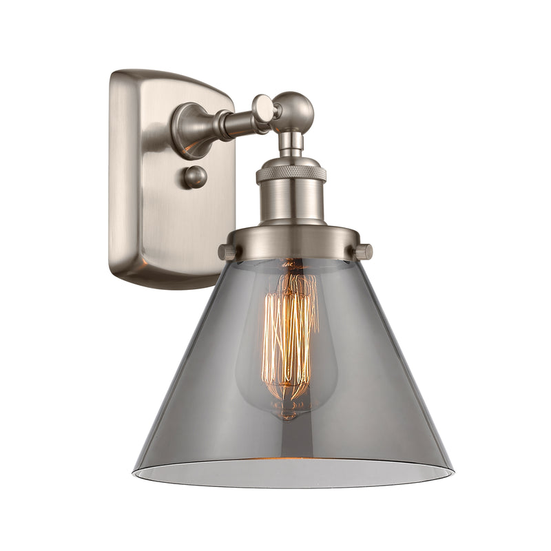 Cone Sconce shown in the Brushed Satin Nickel finish with a Plated Smoke shade