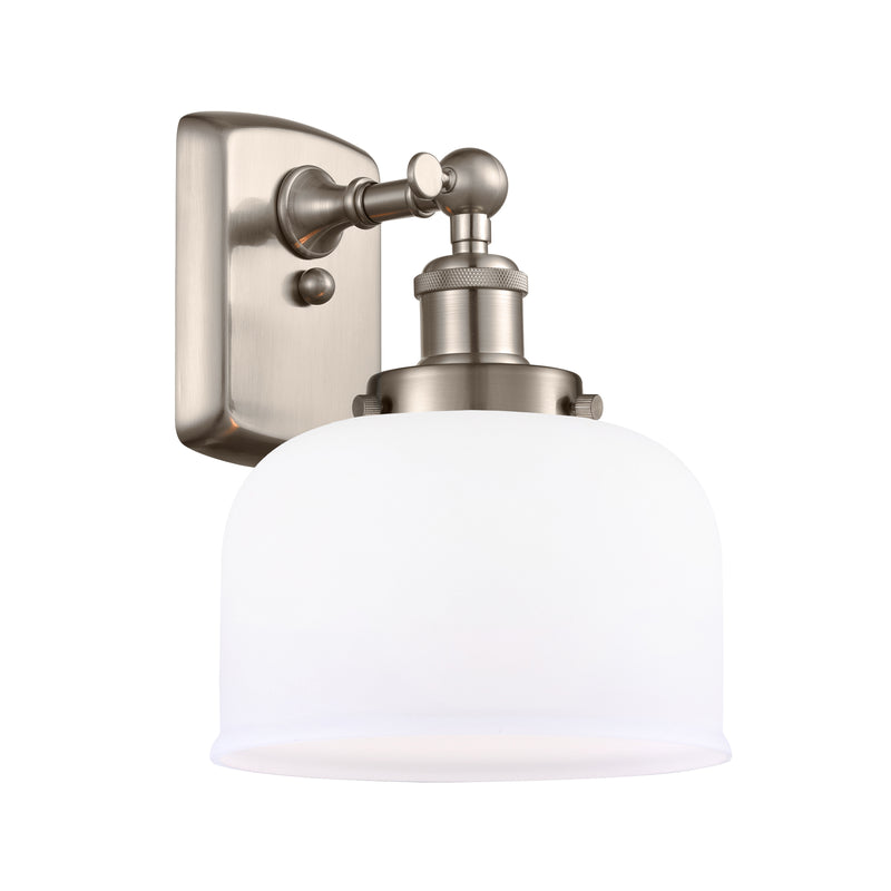 Bell Sconce shown in the Brushed Satin Nickel finish with a Matte White shade