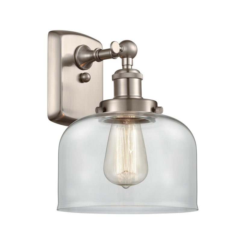 Bell Sconce shown in the Brushed Satin Nickel finish with a Clear shade