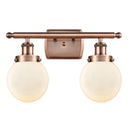 Beacon Bath Vanity Light shown in the Antique Copper finish with a Matte White shade