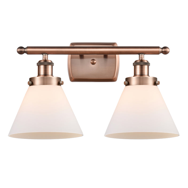 Cone Bath Vanity Light shown in the Antique Copper finish with a Matte White shade