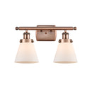 Cone Bath Vanity Light shown in the Antique Copper finish with a Matte White shade