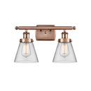 Cone Bath Vanity Light shown in the Antique Copper finish with a Clear shade