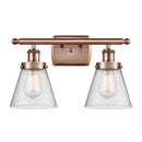 Cone Bath Vanity Light shown in the Antique Copper finish with a Seedy shade