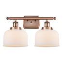 Bell Bath Vanity Light shown in the Antique Copper finish with a Matte White shade