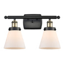 Cone Bath Vanity Light shown in the Black Antique Brass finish with a Matte White shade