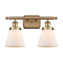 Cone Bath Vanity Light shown in the Brushed Brass finish with a Matte White shade