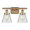 Cone Bath Vanity Light shown in the Brushed Brass finish with a Clear shade