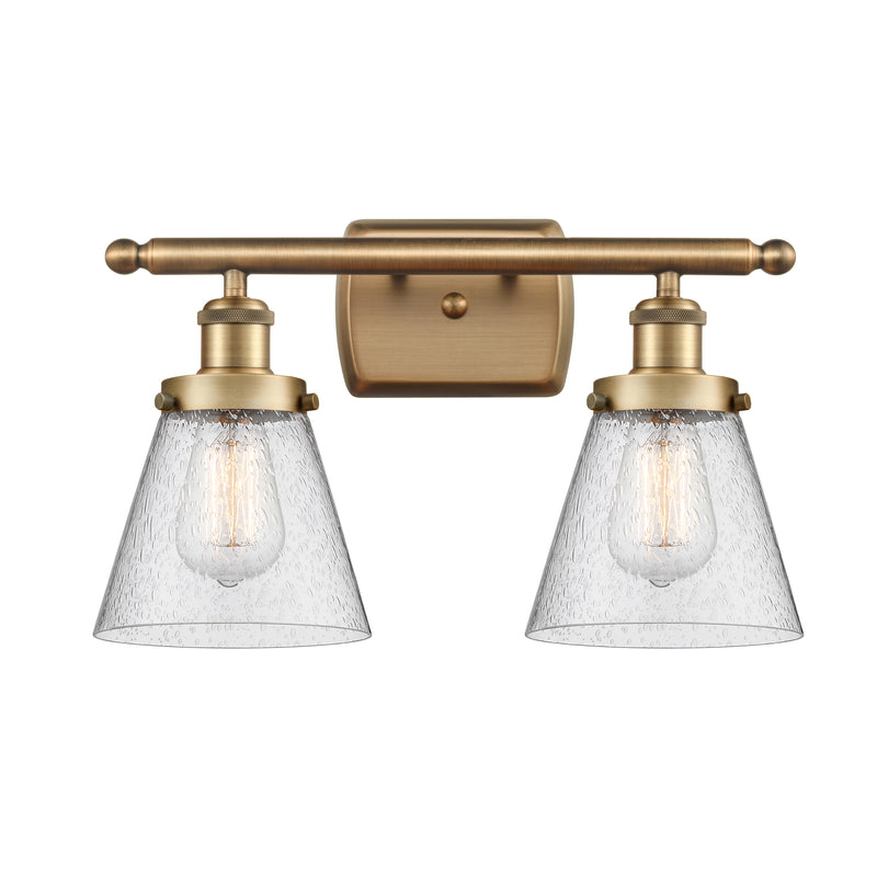 Cone Bath Vanity Light shown in the Brushed Brass finish with a Seedy shade