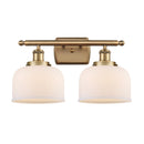 Bell Bath Vanity Light shown in the Brushed Brass finish with a Matte White shade