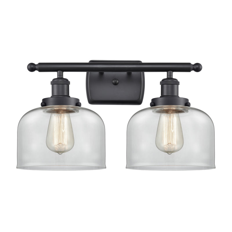 Bell Bath Vanity Light shown in the Matte Black finish with a Clear shade