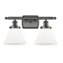 Cone Bath Vanity Light shown in the Oil Rubbed Bronze finish with a Matte White shade