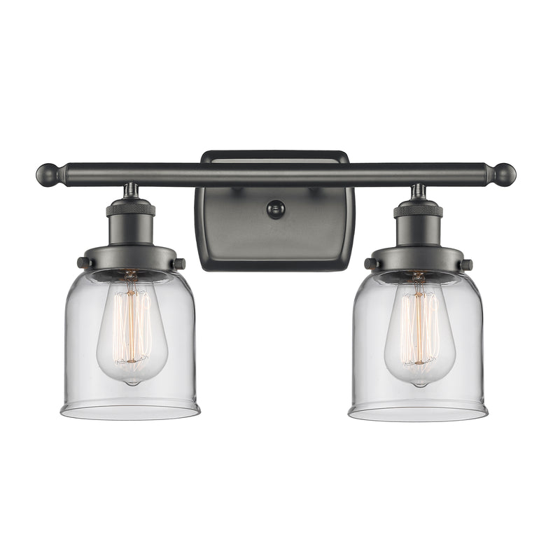 Bell Bath Vanity Light shown in the Oil Rubbed Bronze finish with a Clear shade