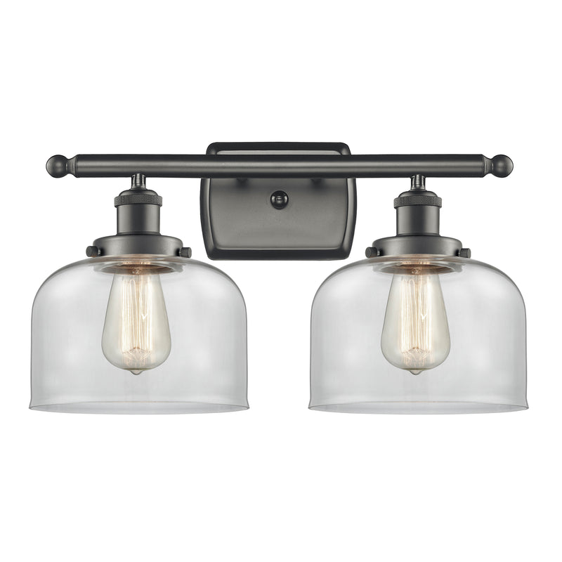 Bell Bath Vanity Light shown in the Oil Rubbed Bronze finish with a Clear shade