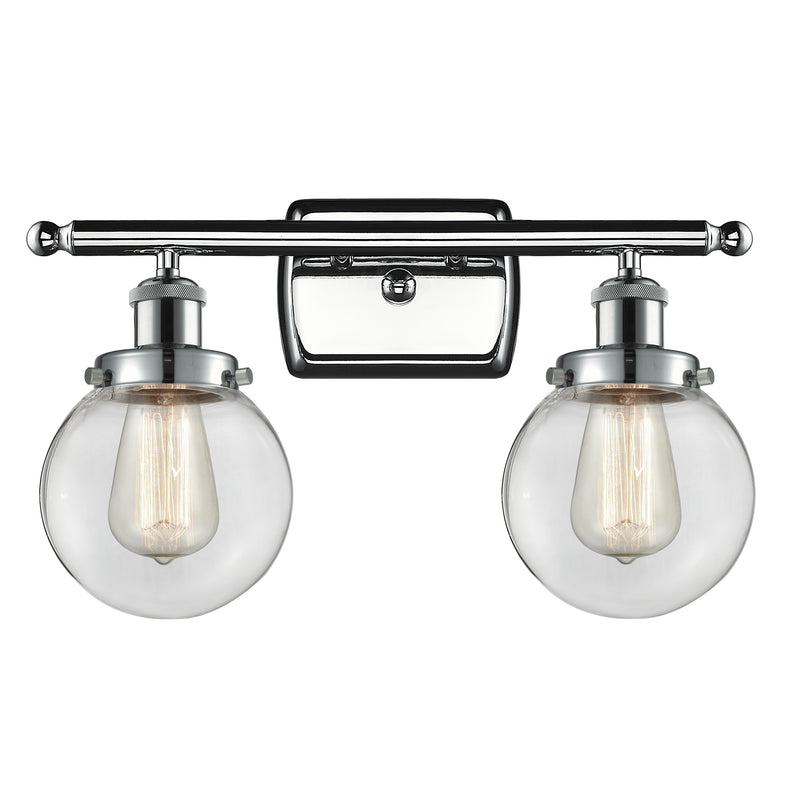 Beacon Bath Vanity Light shown in the Polished Chrome finish with a Clear shade