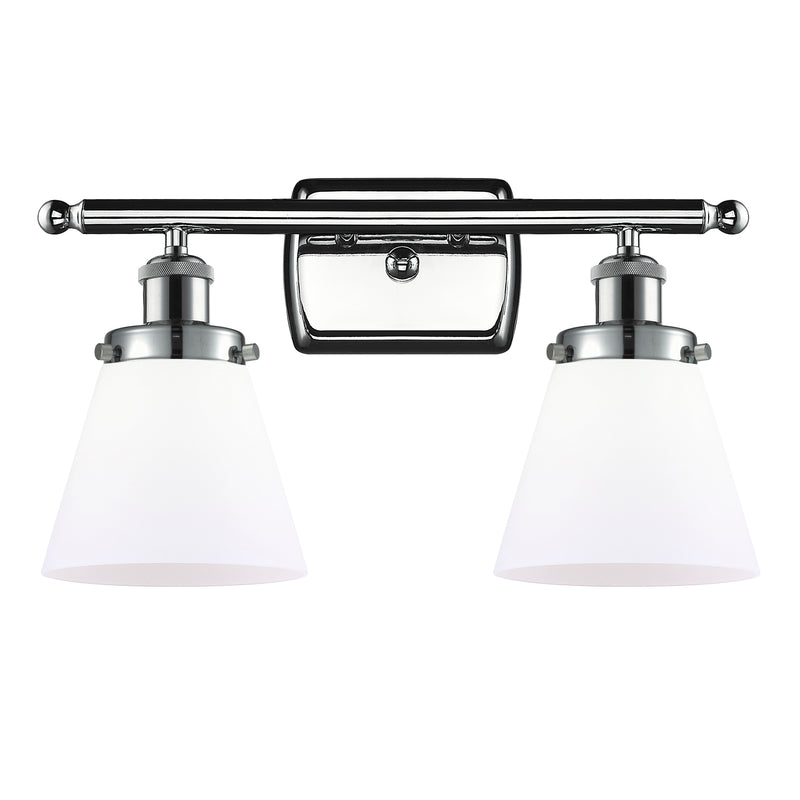 Cone Bath Vanity Light shown in the Polished Chrome finish with a Matte White shade