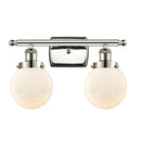 Beacon Bath Vanity Light shown in the Polished Nickel finish with a Matte White shade