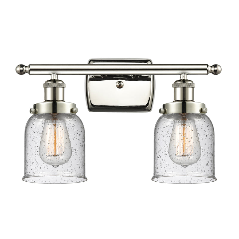 Bell Bath Vanity Light shown in the Polished Nickel finish with a Seedy shade