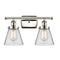 Cone Bath Vanity Light shown in the Polished Nickel finish with a Clear shade