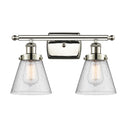 Cone Bath Vanity Light shown in the Polished Nickel finish with a Seedy shade